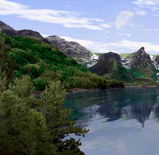 Mountain Lake (cropped) Copyright Copyright 1997 Jamie Krutz and 3D Nature, LLC.  Click on this image to see more examples of Jamie's work at the 3D Nature web site.