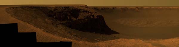 Part of Victoria Crater as seen by the Opportunity rover. Image credit NASA/JPL.
