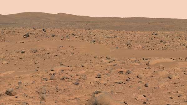 The path ahead - the Columbia Hills.   Image credit NASA/JPL. 