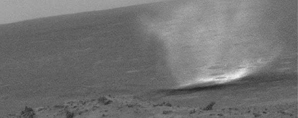 Spirit, dust devil.  Image credit NASA/JPL. 