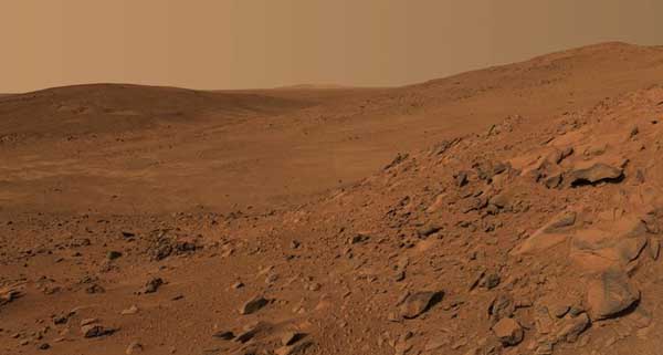 Spirit - another view from the Columbia Hills.  Image credit NASA/JPL. 